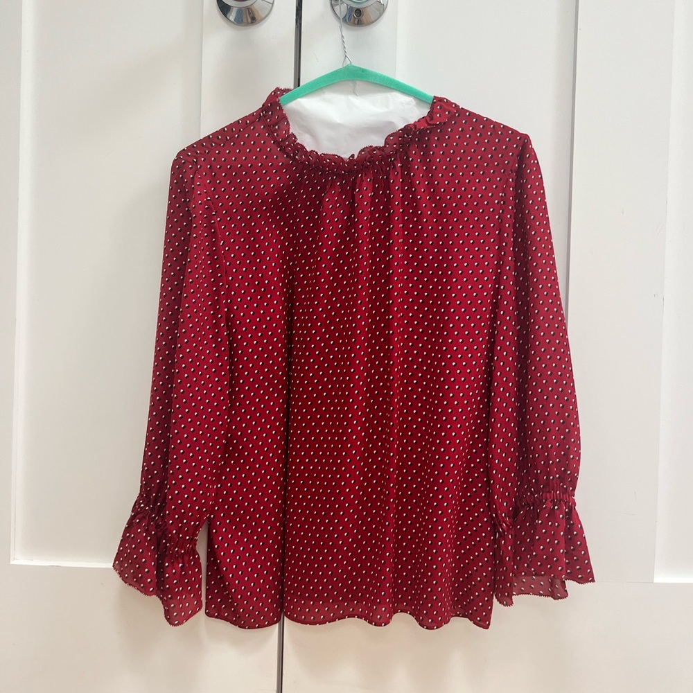 Frame Denim Red V-Neck Top